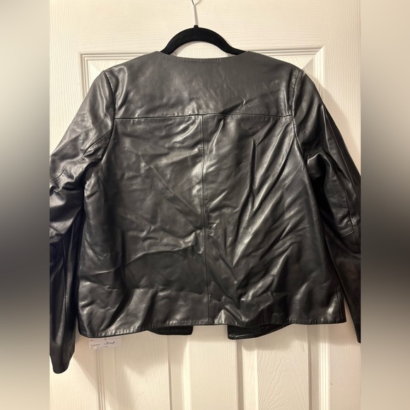 NWOT! Genuine Lambskin Leather Open Front Jacket, BLACK - Picture 3 of 3